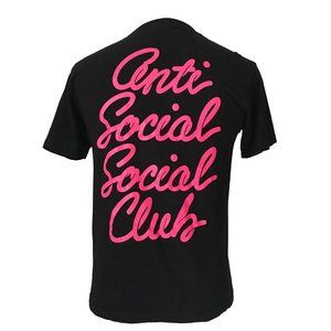 Anti Social Social Club Black Tshirt Size Medium Neon Pink Lettering